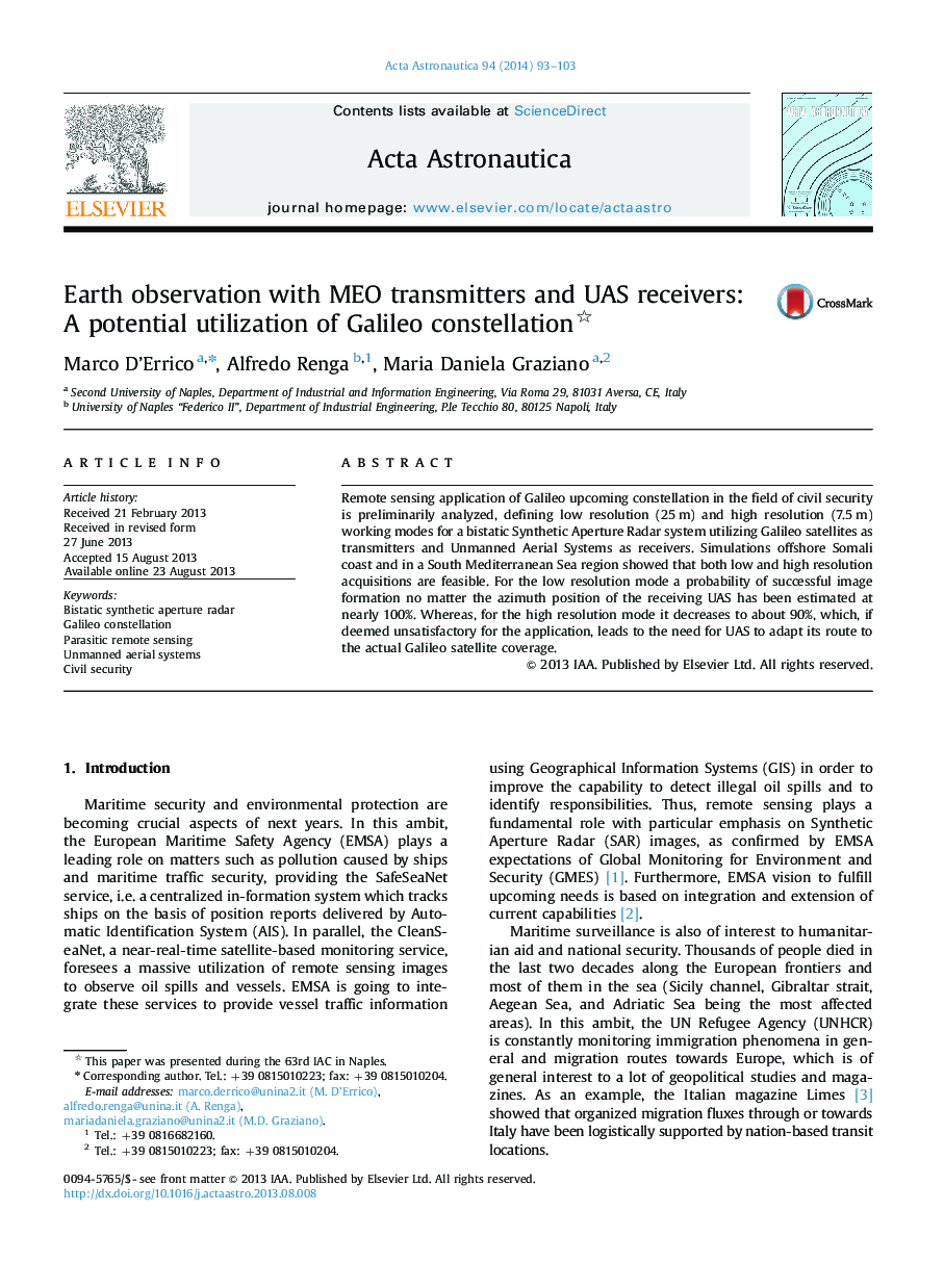 Earth observation with MEO transmitters and UAS receivers: A potential utilization of Galileo constellation