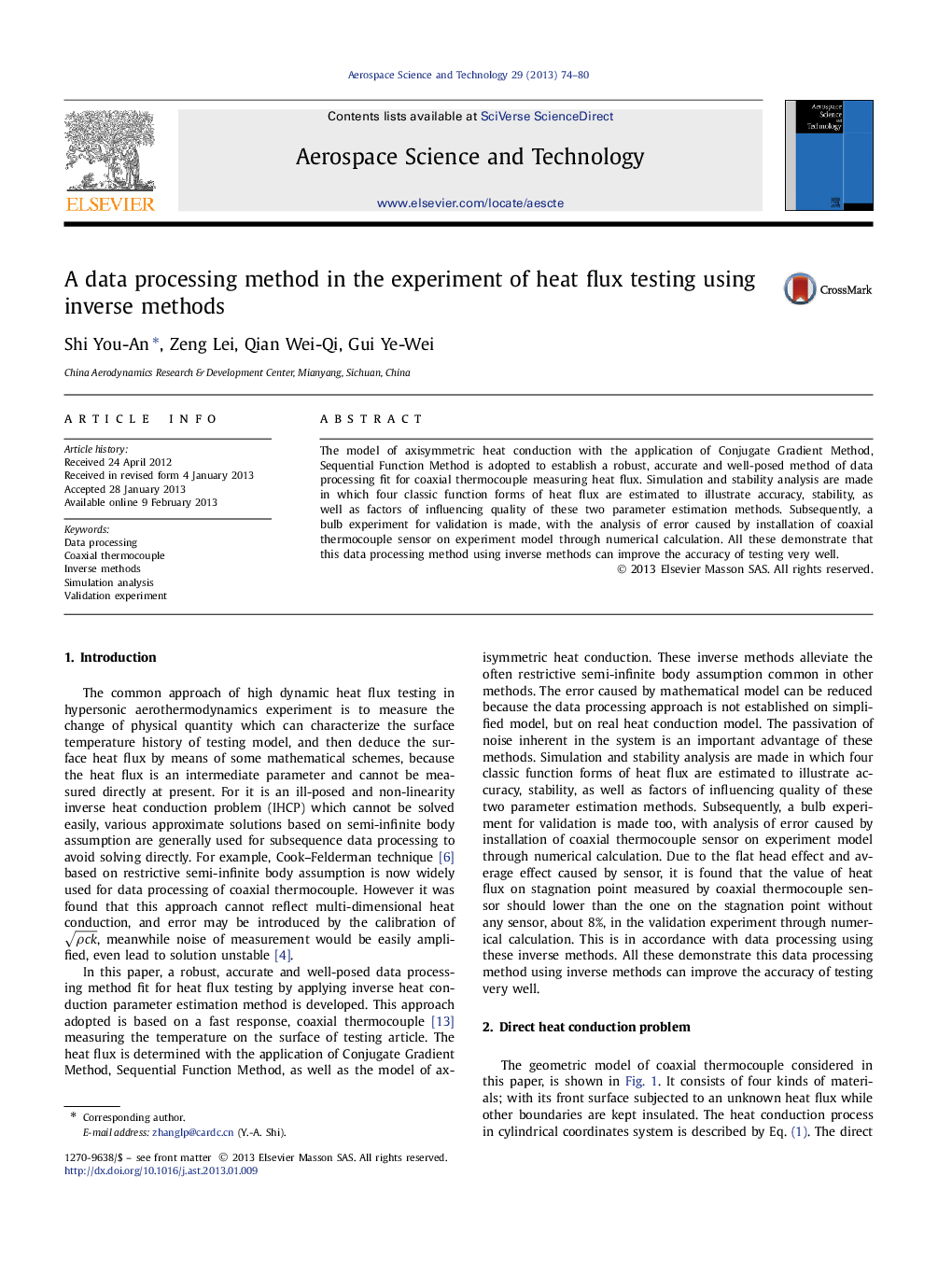 A data processing method in the experiment of heat flux testing using inverse methods