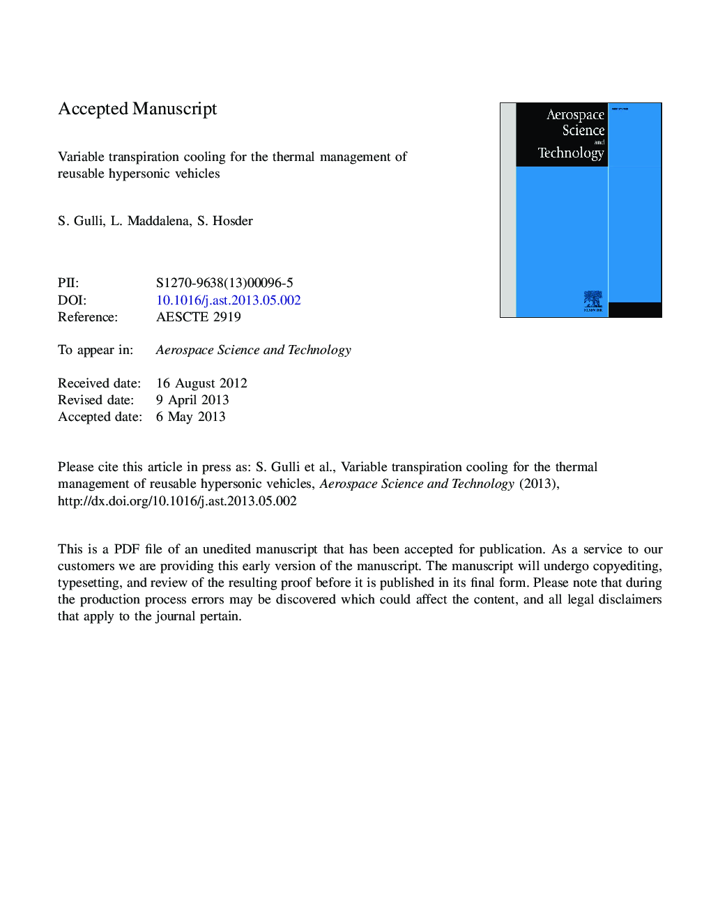 Variable transpiration cooling for the thermal management of reusable hypersonic vehicles