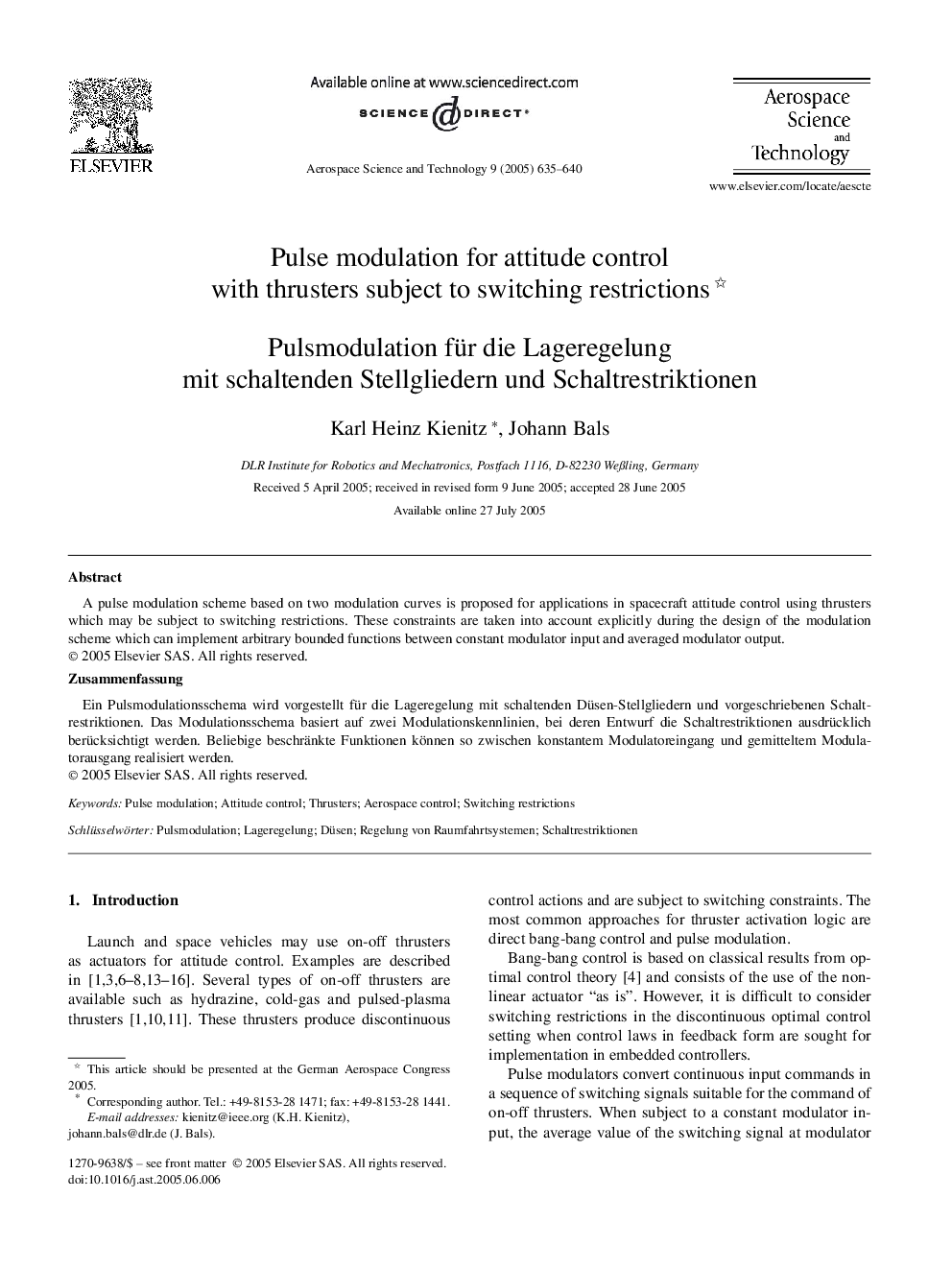 Pulse modulation for attitude control with thrusters subject to switching restrictions