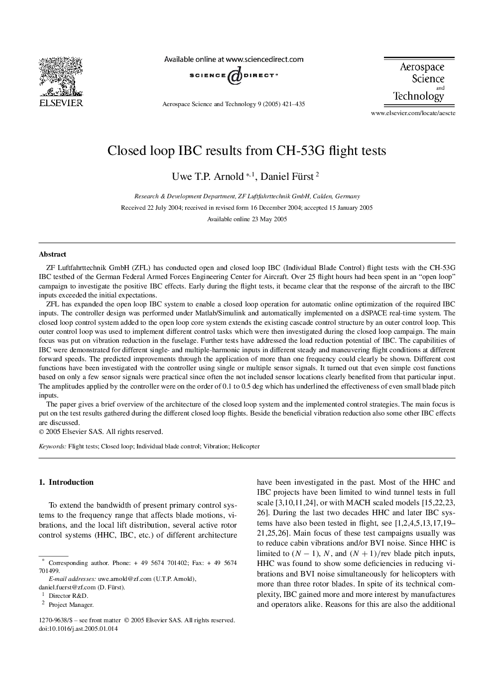 Closed loop IBC results from CH-53G flight tests