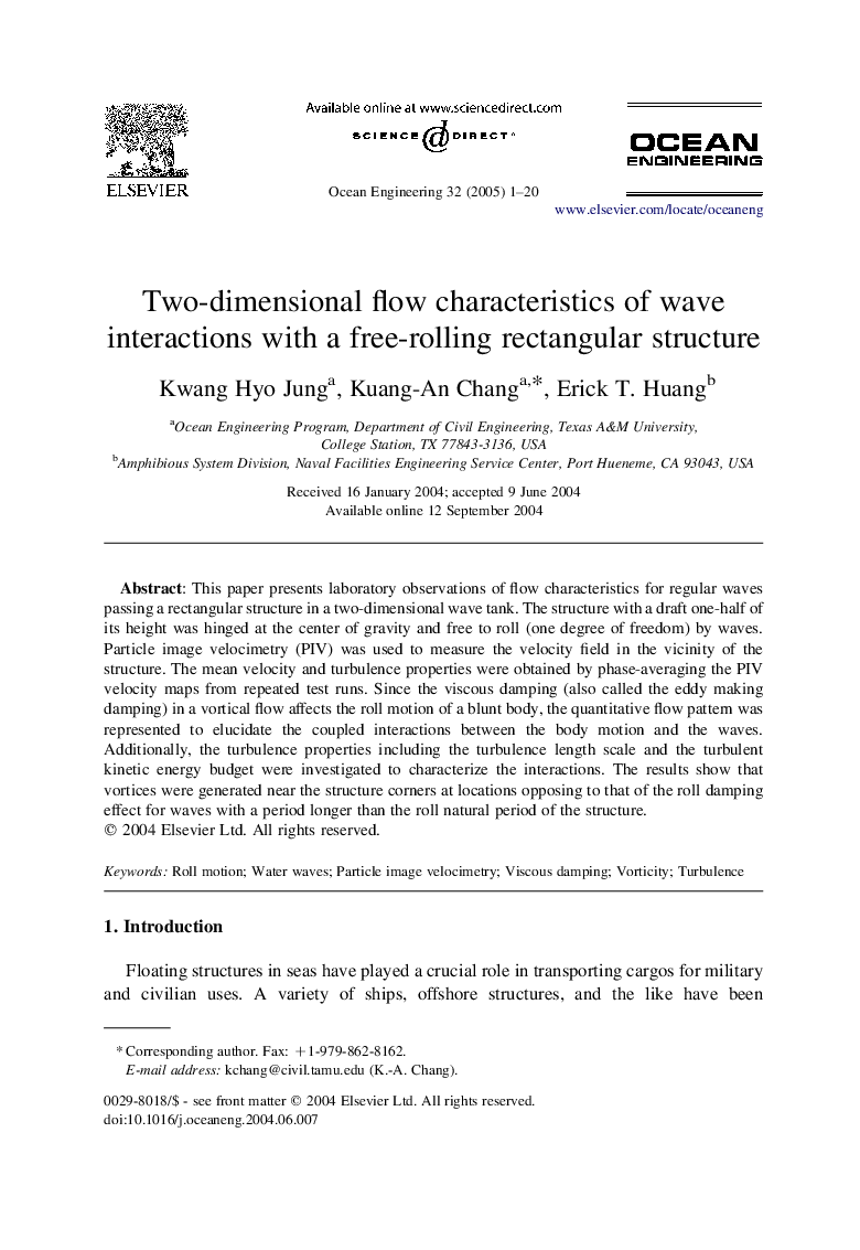 Two-dimensional flow characteristics of wave interactions with a free-rolling rectangular structure