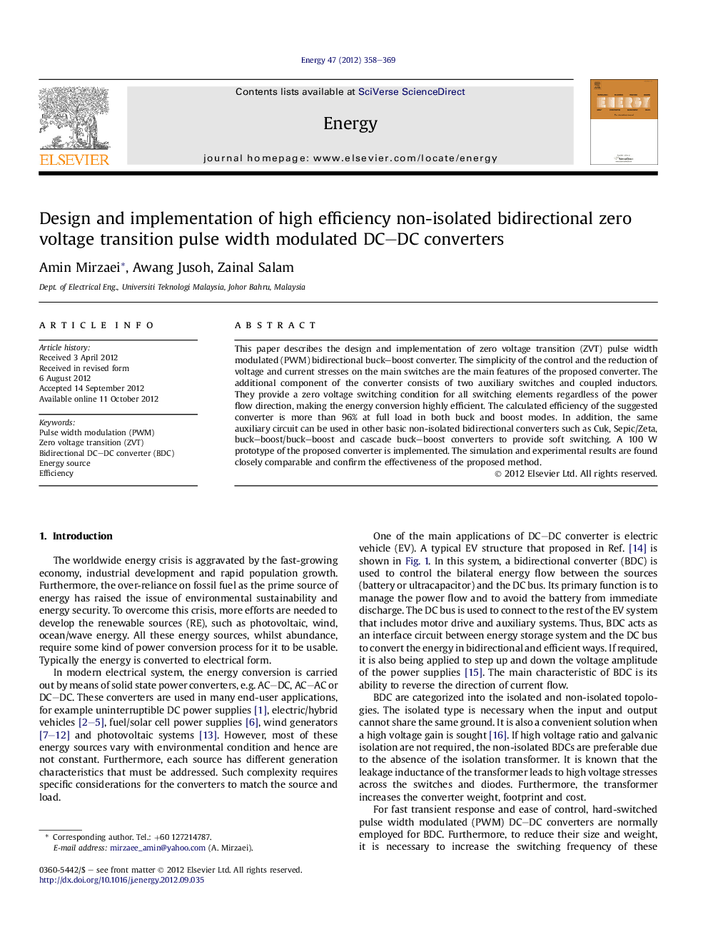 Design and implementation of high efficiency non-isolated bidirectional zero voltage transition pulse width modulated DC-DC converters