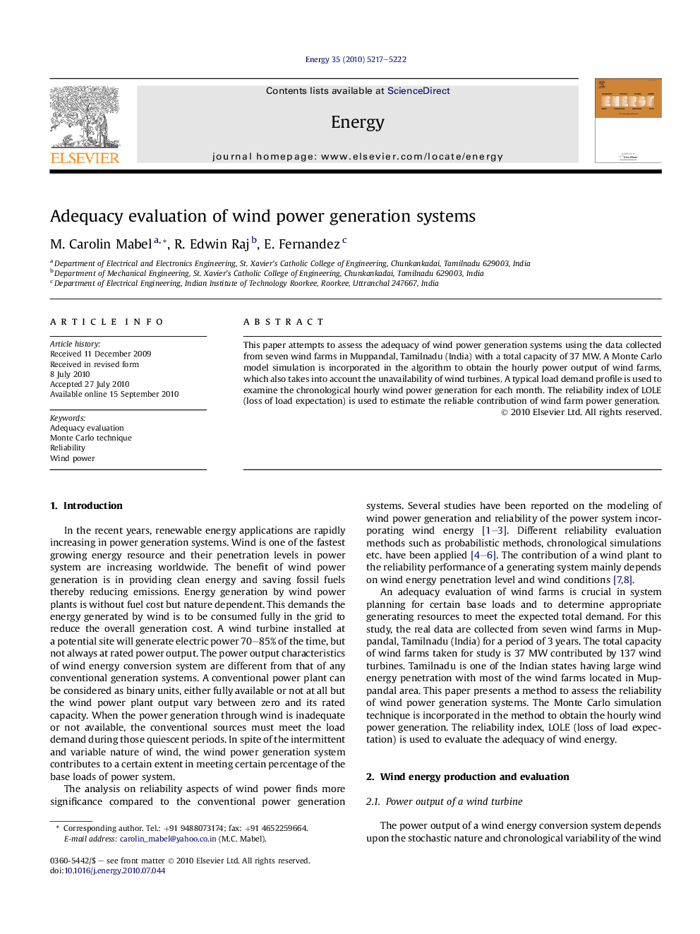 Adequacy evaluation of wind power generation systems