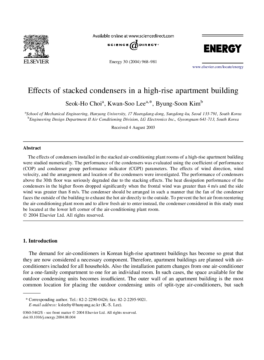 Effects of stacked condensers in a high-rise apartment building