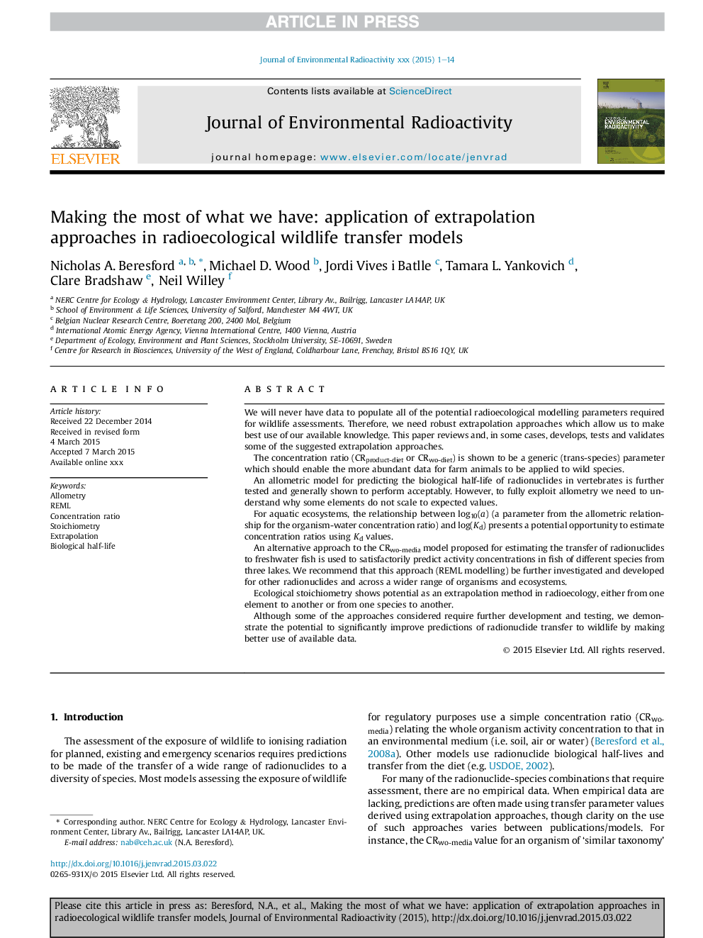 Making the most of what we have: application of extrapolation approaches in radioecological wildlife transfer models