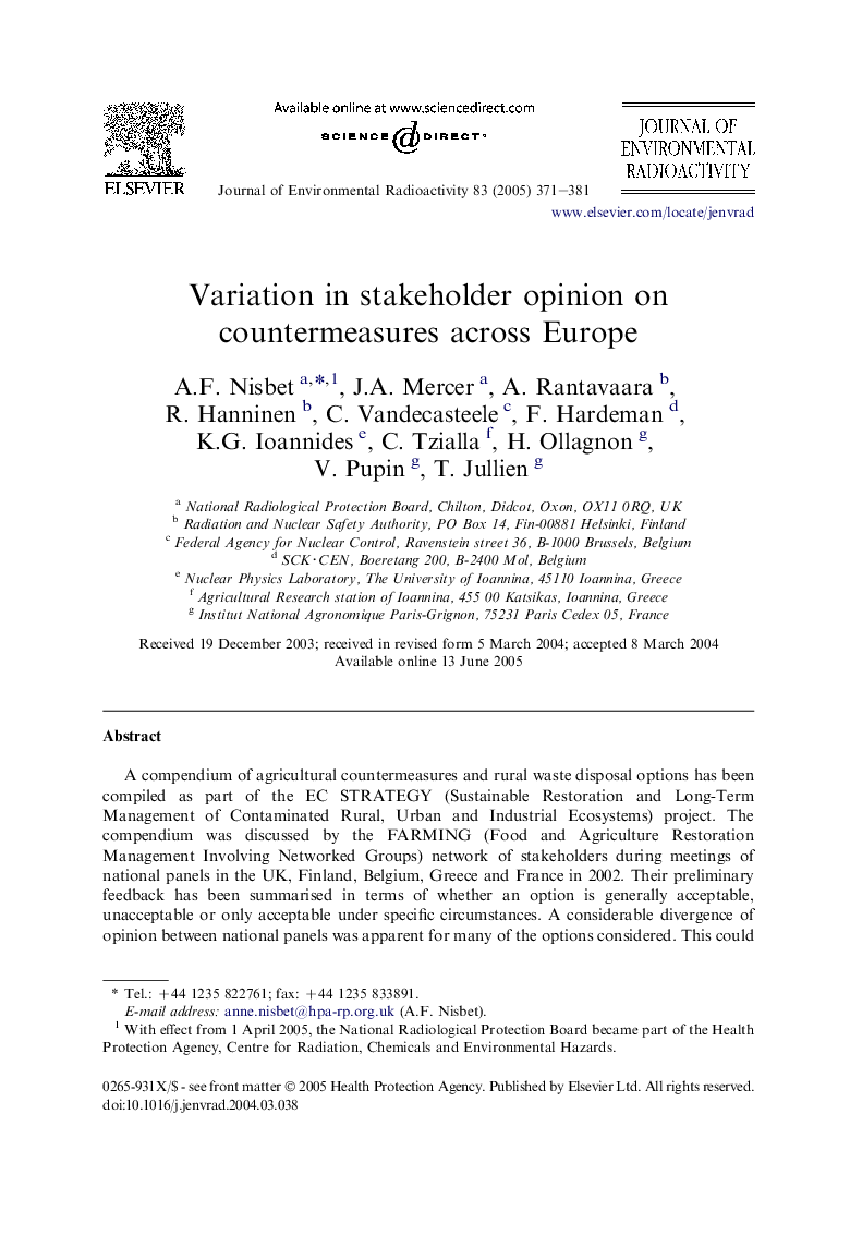 Variation in stakeholder opinion on countermeasures across Europe