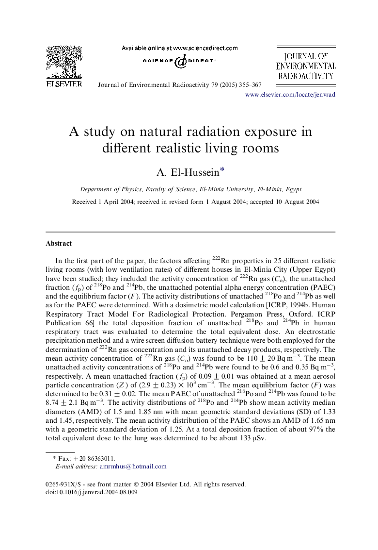 A study on natural radiation exposure in different realistic living rooms