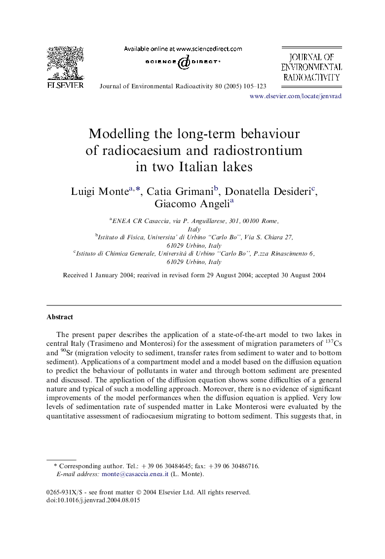 Modelling the long-term behaviour of radiocaesium and radiostrontium in two Italian lakes