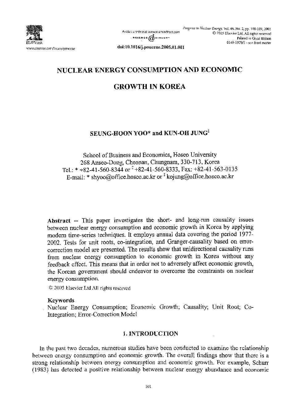 Nuclear energy consumption and economic growth in Korea