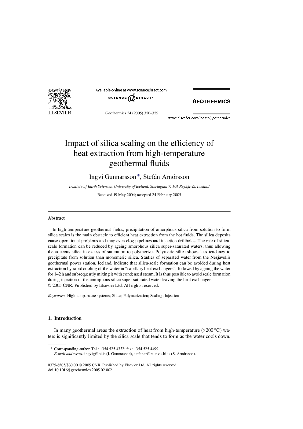 Impact of silica scaling on the efficiency of heat extraction from high-temperature geothermal fluids