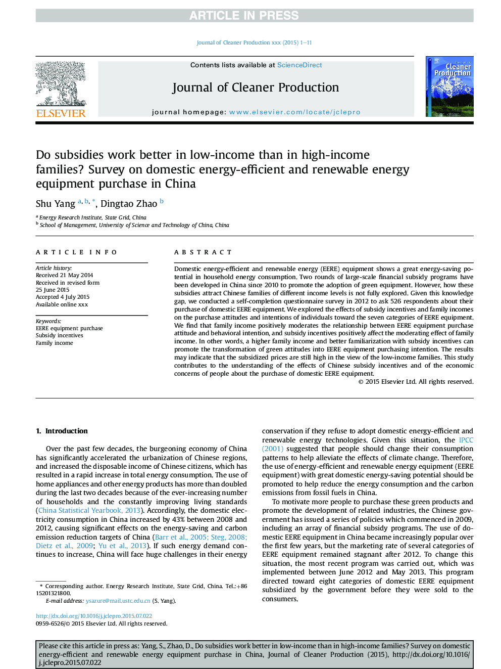 Do subsidies work better in low-income than in high-income families? Survey on domestic energy-efficient and renewable energy equipment purchase in China