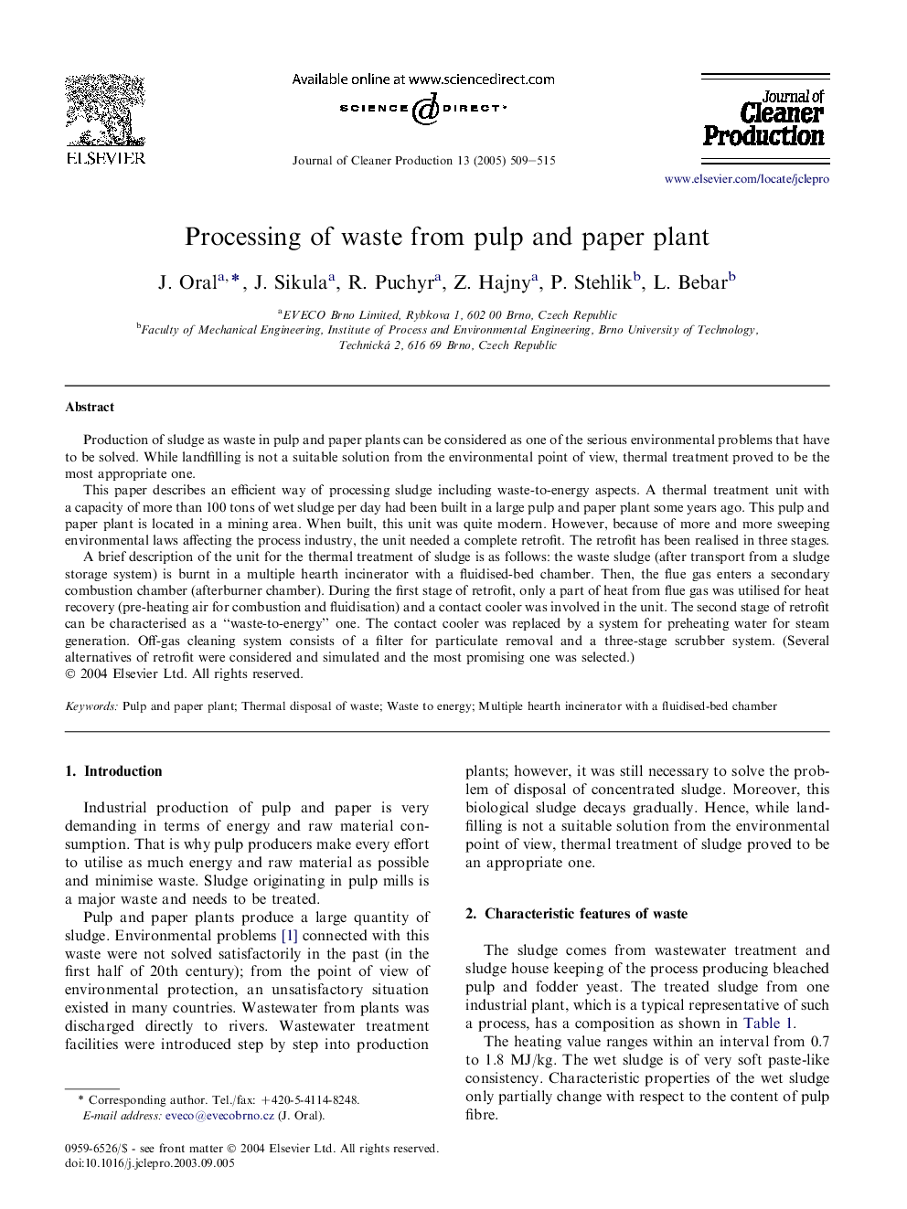 Processing of waste from pulp and paper plant