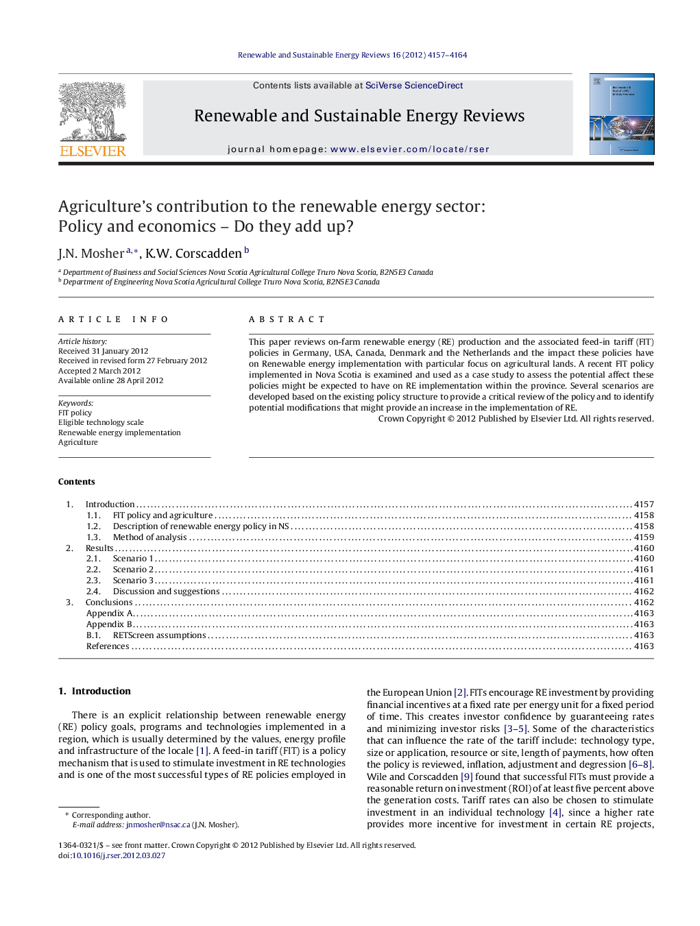عکس صفحه اول مقاله: Agriculture's contribution to the renewable energy sector: Policy and economics - Do they add up? Agriculture's contribution to the renewable energy sector: Policy and economics - Do they add up?