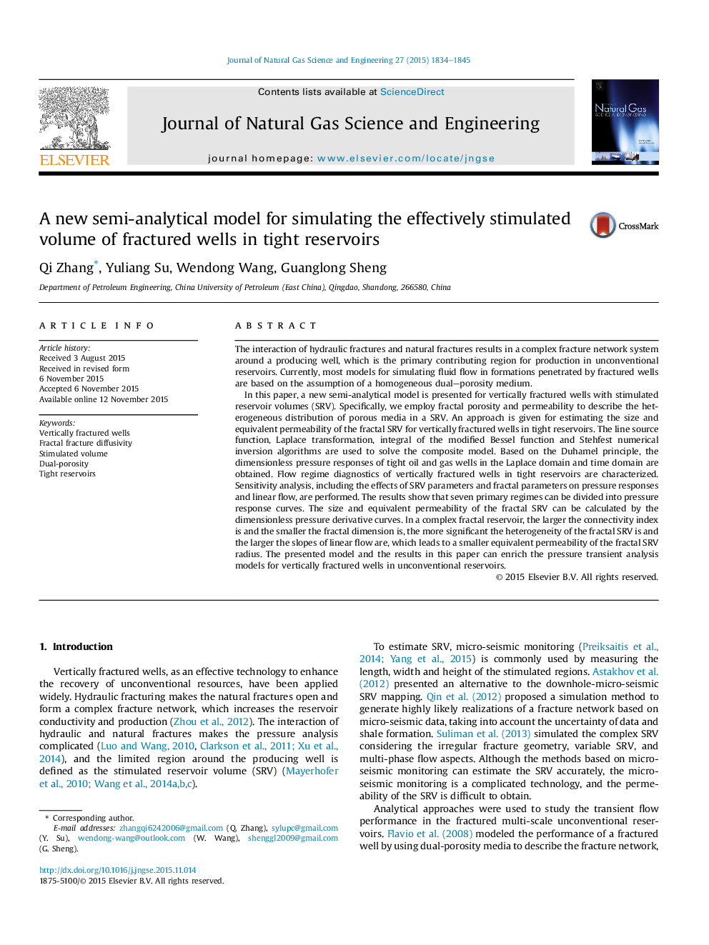 A new semi-analytical model for simulating the effectively stimulated volume of fractured wells in tight reservoirs