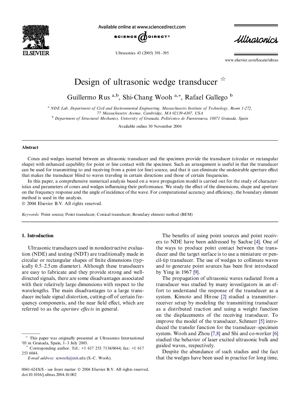 Design of ultrasonic wedge transducer