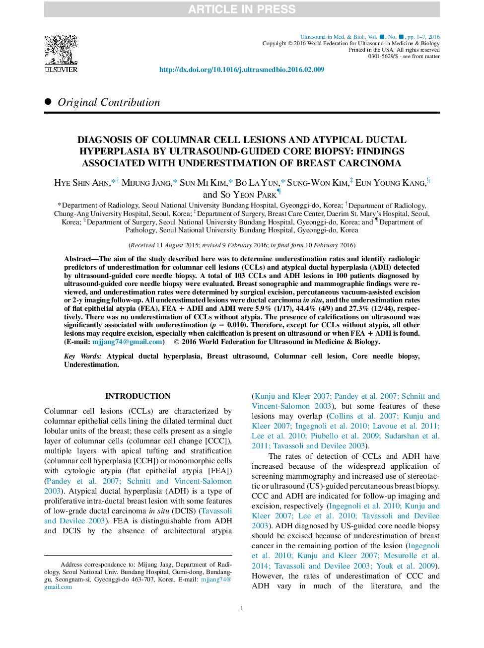 تشخیص زخم های ستون مهره و هیپرپلازی آتیپیک دیاتال توسط بیوپسی هسته ای تحت هدایت سونوگرافی: یافته های مرتبط با کاهش میزان کارسینوم پستان 