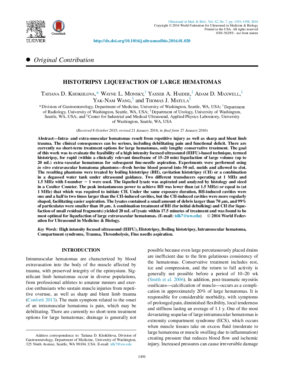 Histotripsy Liquefaction of Large Hematomas