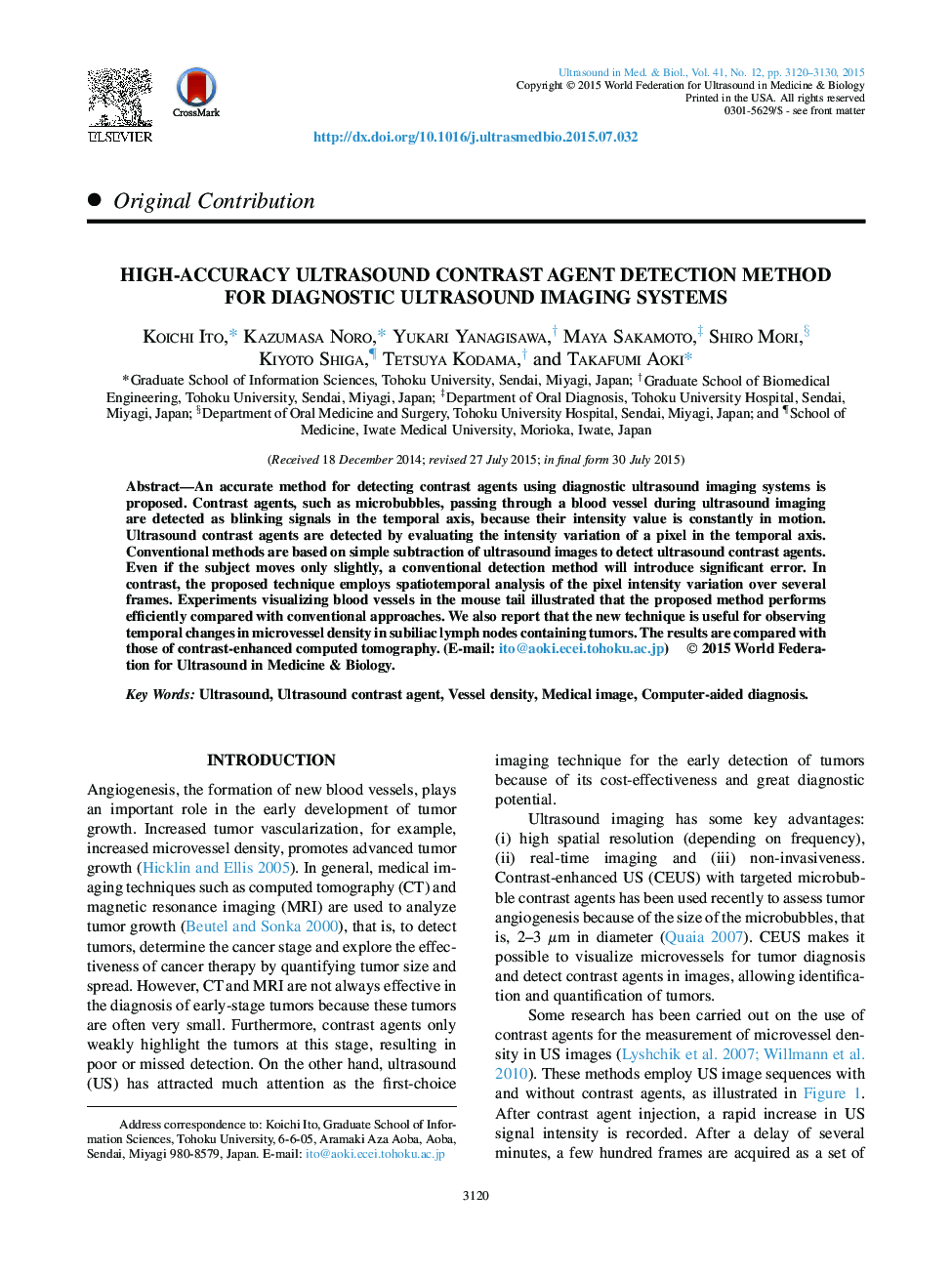 High-Accuracy Ultrasound Contrast Agent Detection Method for Diagnostic Ultrasound Imaging Systems