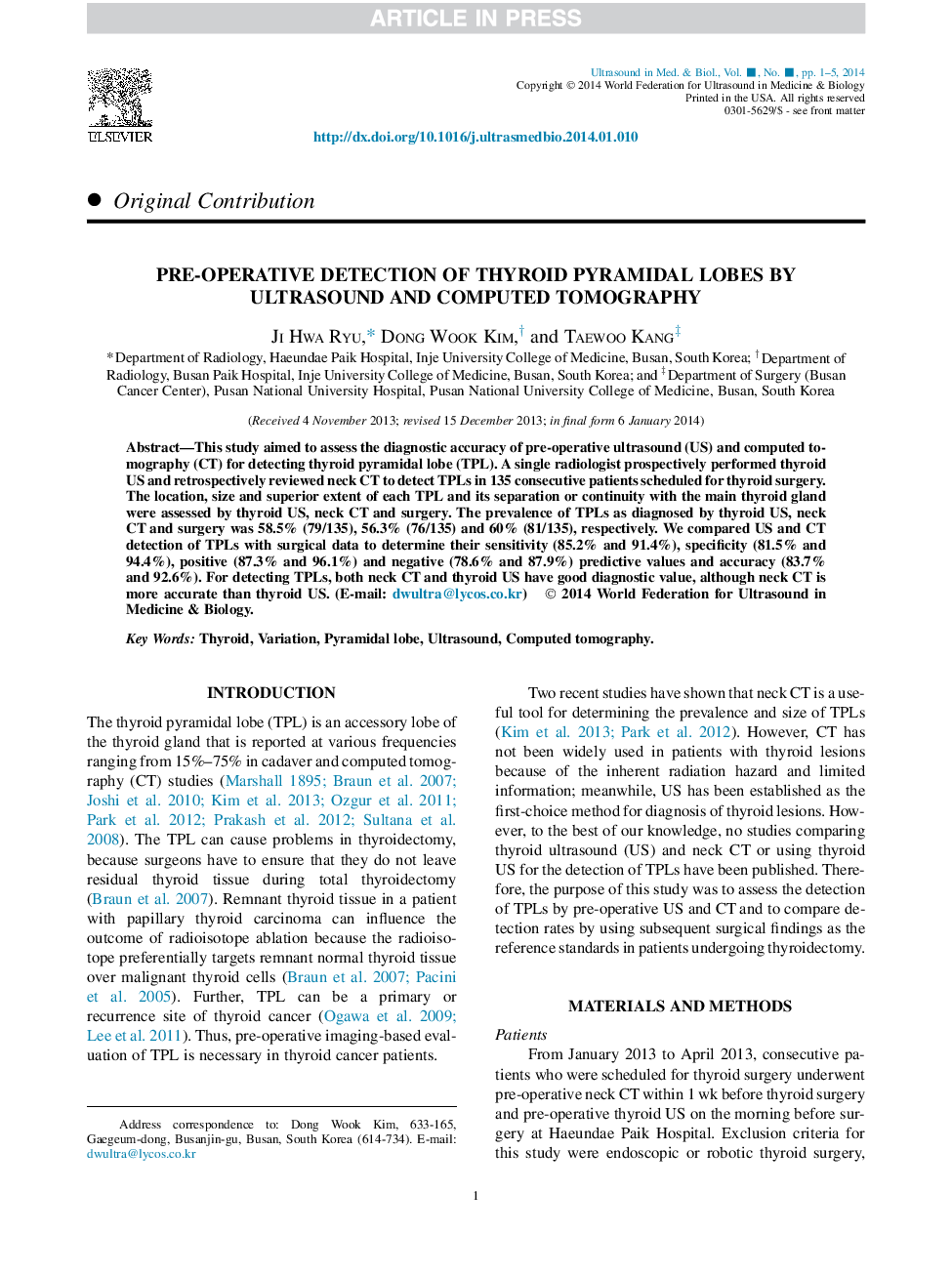 Pre-operative Detection of Thyroid Pyramidal Lobes by Ultrasound and Computed Tomography