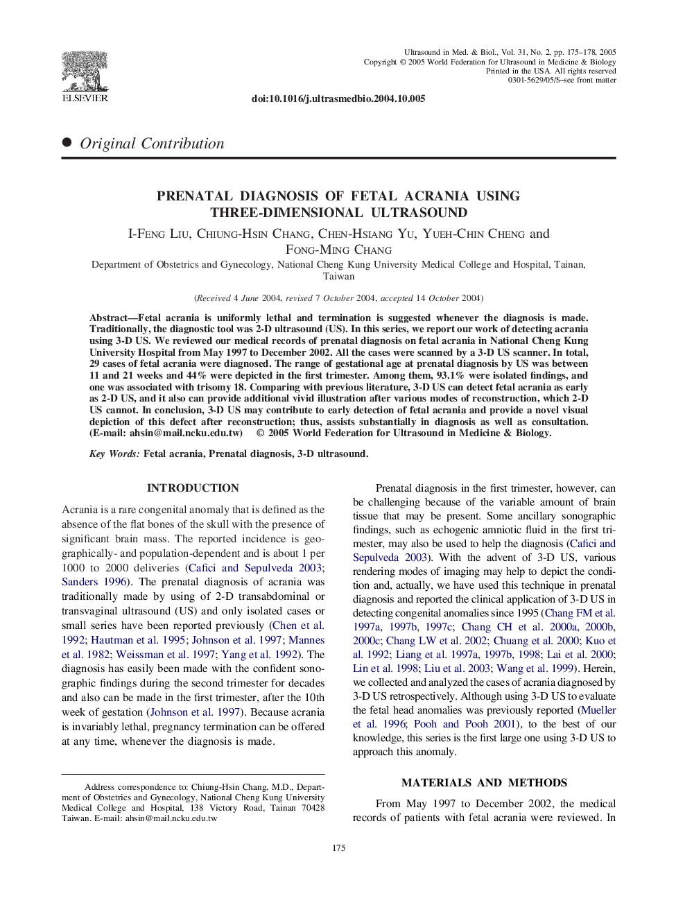 Prenatal diagnosis of fetal acrania using three-dimensional ultrasound