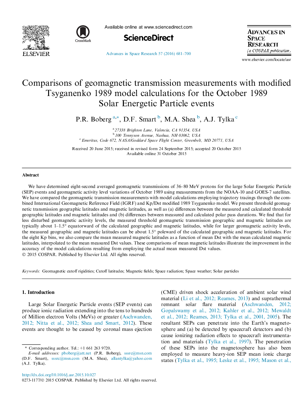 Comparisons of geomagnetic transmission measurements with modified Tsyganenko 1989 model calculations for the October 1989 Solar Energetic Particle events