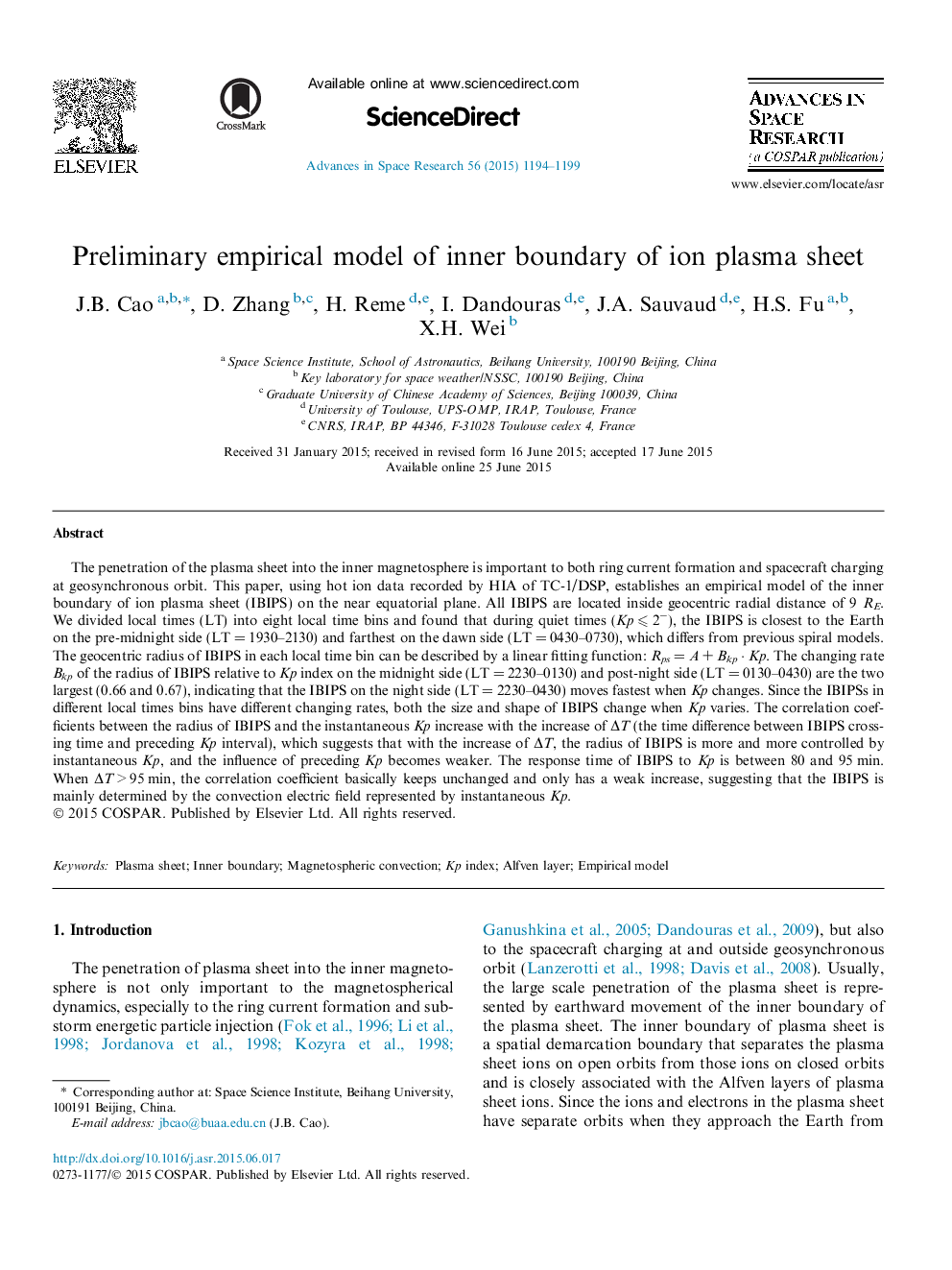 Preliminary empirical model of inner boundary of ion plasma sheet