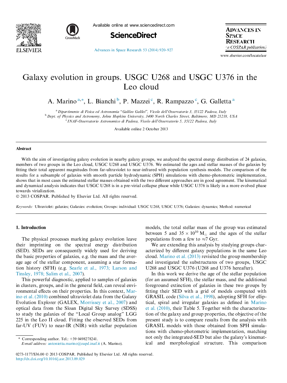 Galaxy evolution in groups. USGC U268 and USGC U376 in the Leo cloud