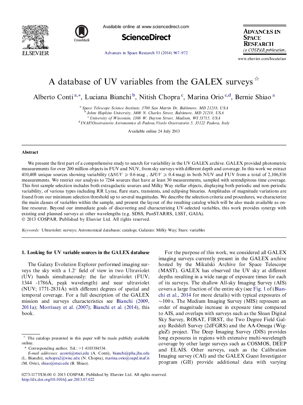 A database of UV variables from the GALEX surveys