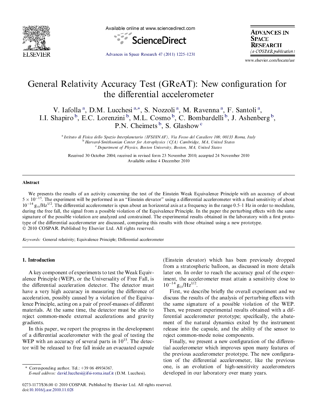 General Relativity Accuracy Test (GReAT): New configuration for the differential accelerometer