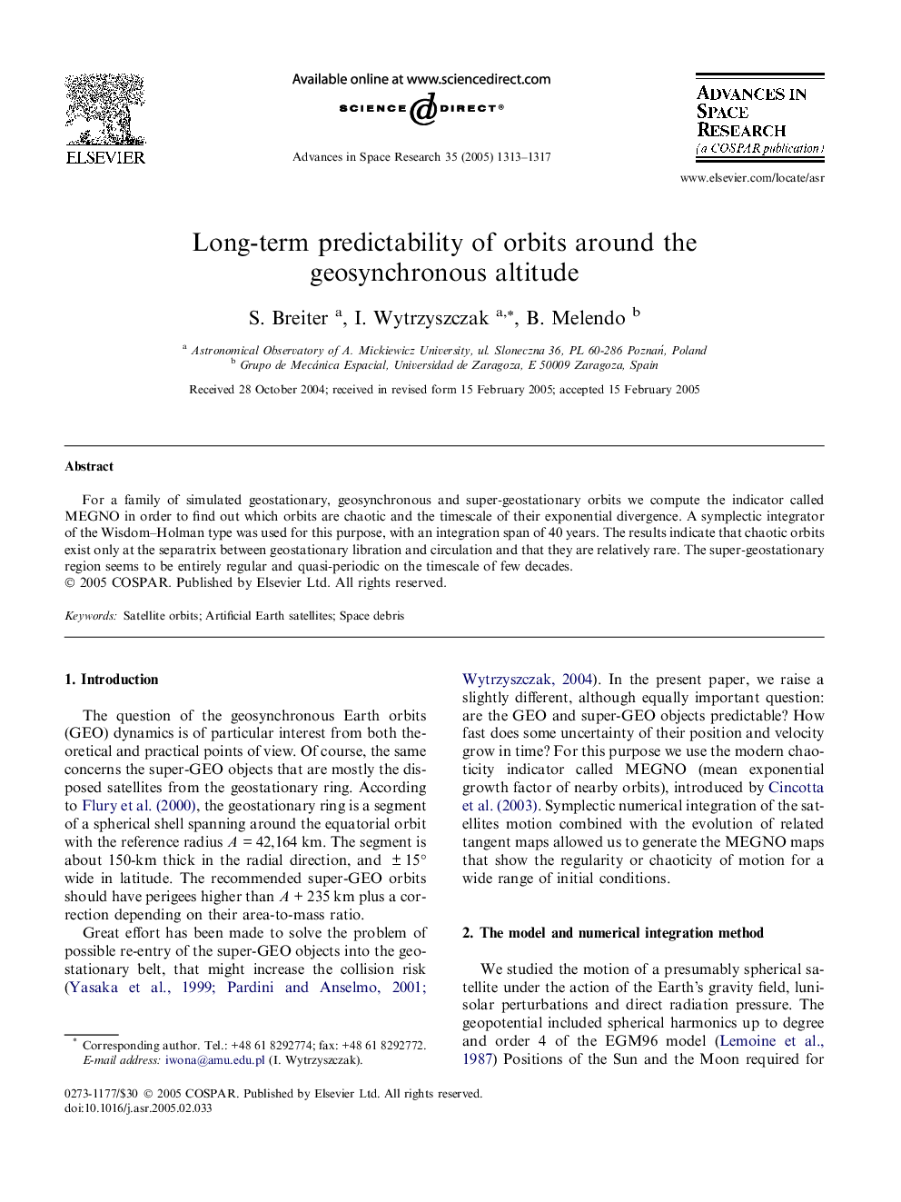 Long-term predictability of orbits around the geosynchronous altitude