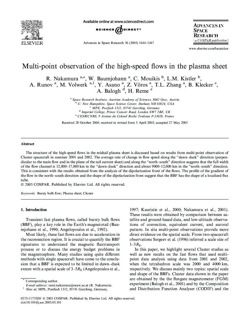 Multi-point observation of the high-speed flows in the plasma sheet