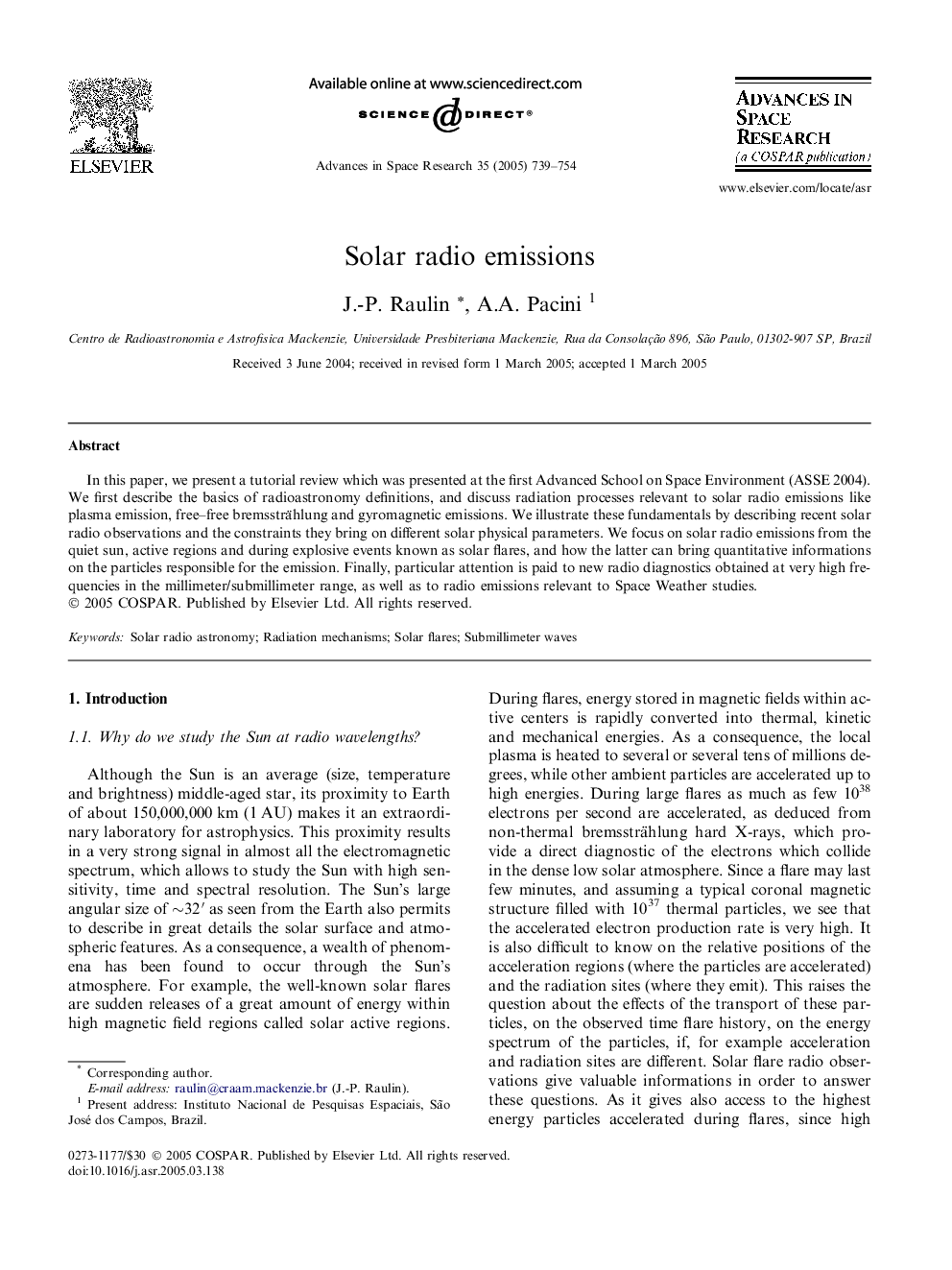 Solar radio emissions