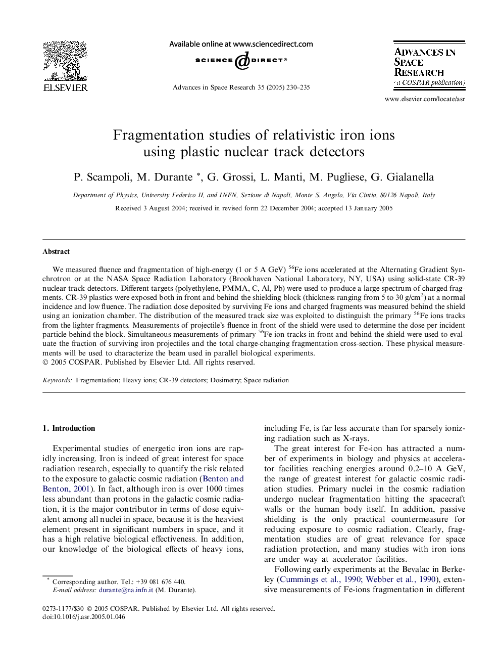 Fragmentation studies of relativistic iron ions using plastic nuclear track detectors