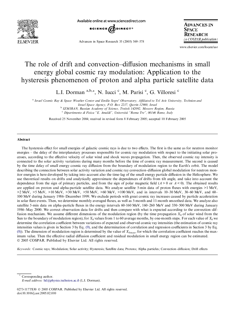 The role of drift and convection-diffusion mechanisms in small energy global cosmic ray modulation: Application to the hysteresis phenomenon of proton and alpha particle satellite data