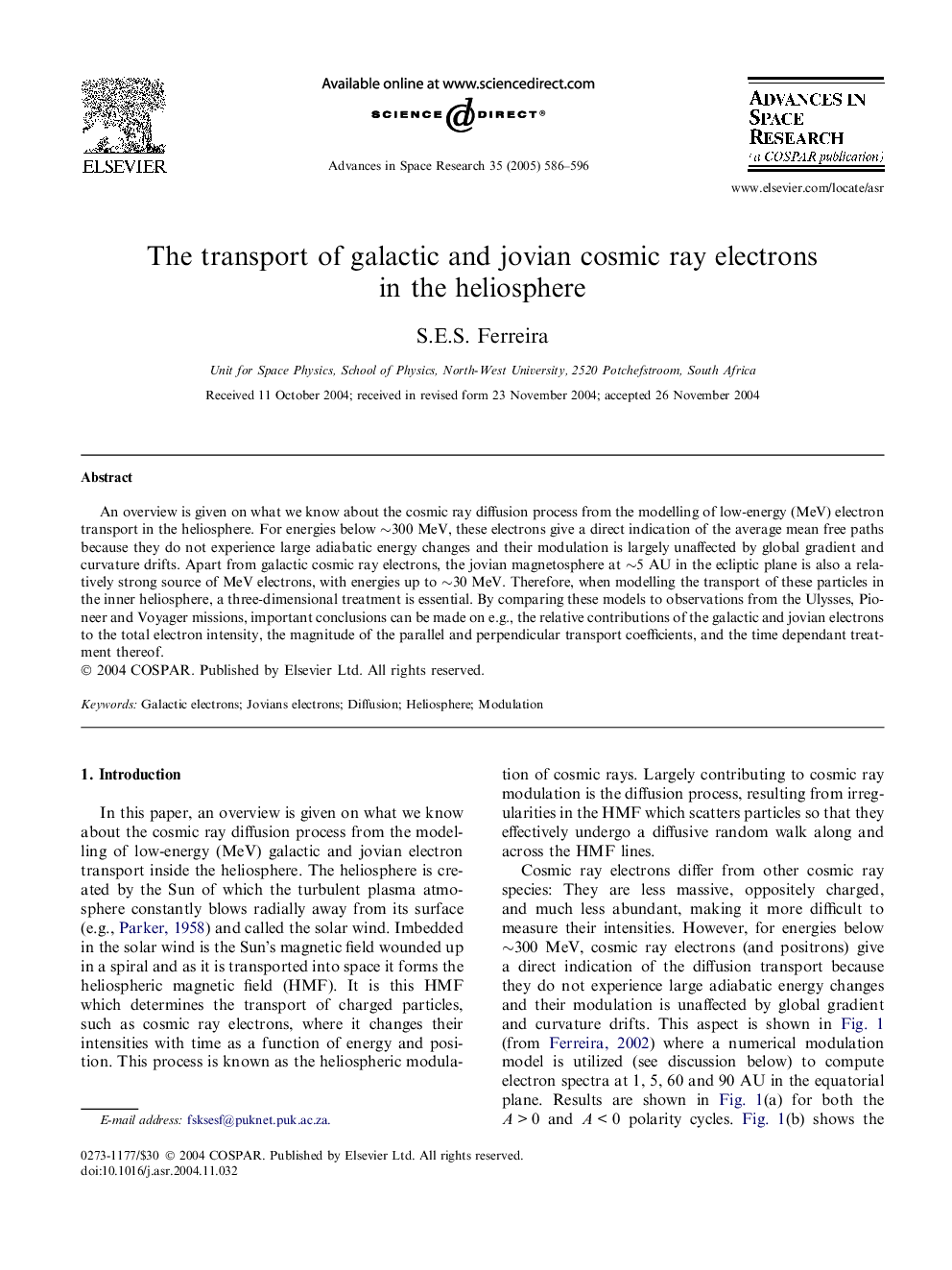 The transport of galactic and jovian cosmic ray electrons in the heliosphere