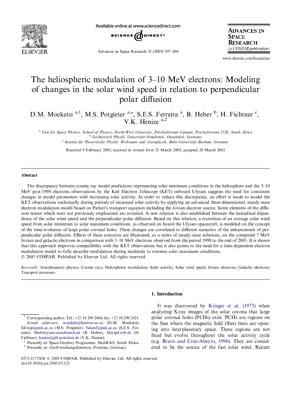 The heliospheric modulation of 3-10 MeV electrons: Modeling of changes in the solar wind speed in relation to perpendicular polar diffusion