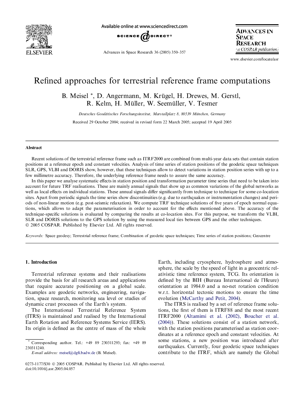 Refined approaches for terrestrial reference frame computations