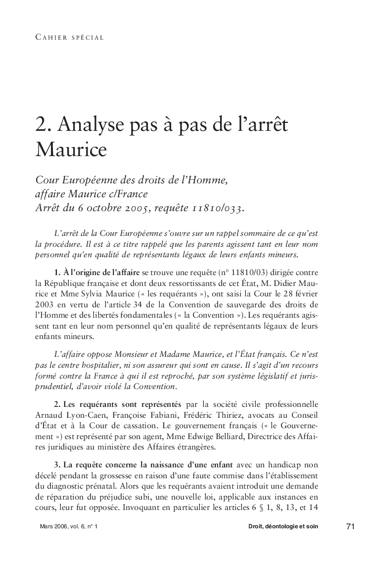2. Analyse pas Ã  pas de l'arrÃªt Maurice