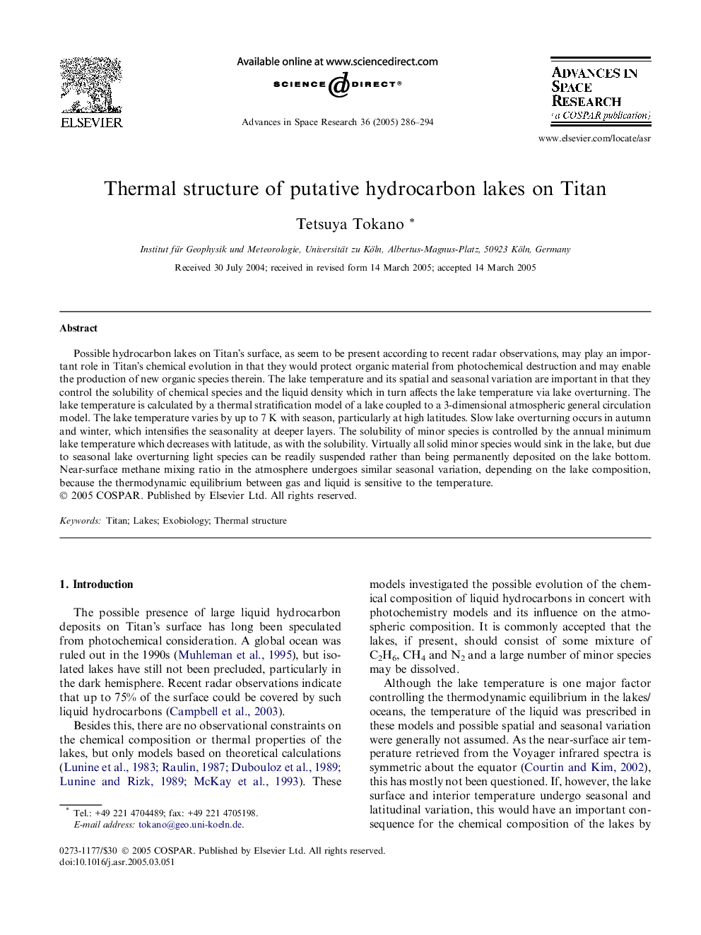 Thermal structure of putative hydrocarbon lakes on Titan