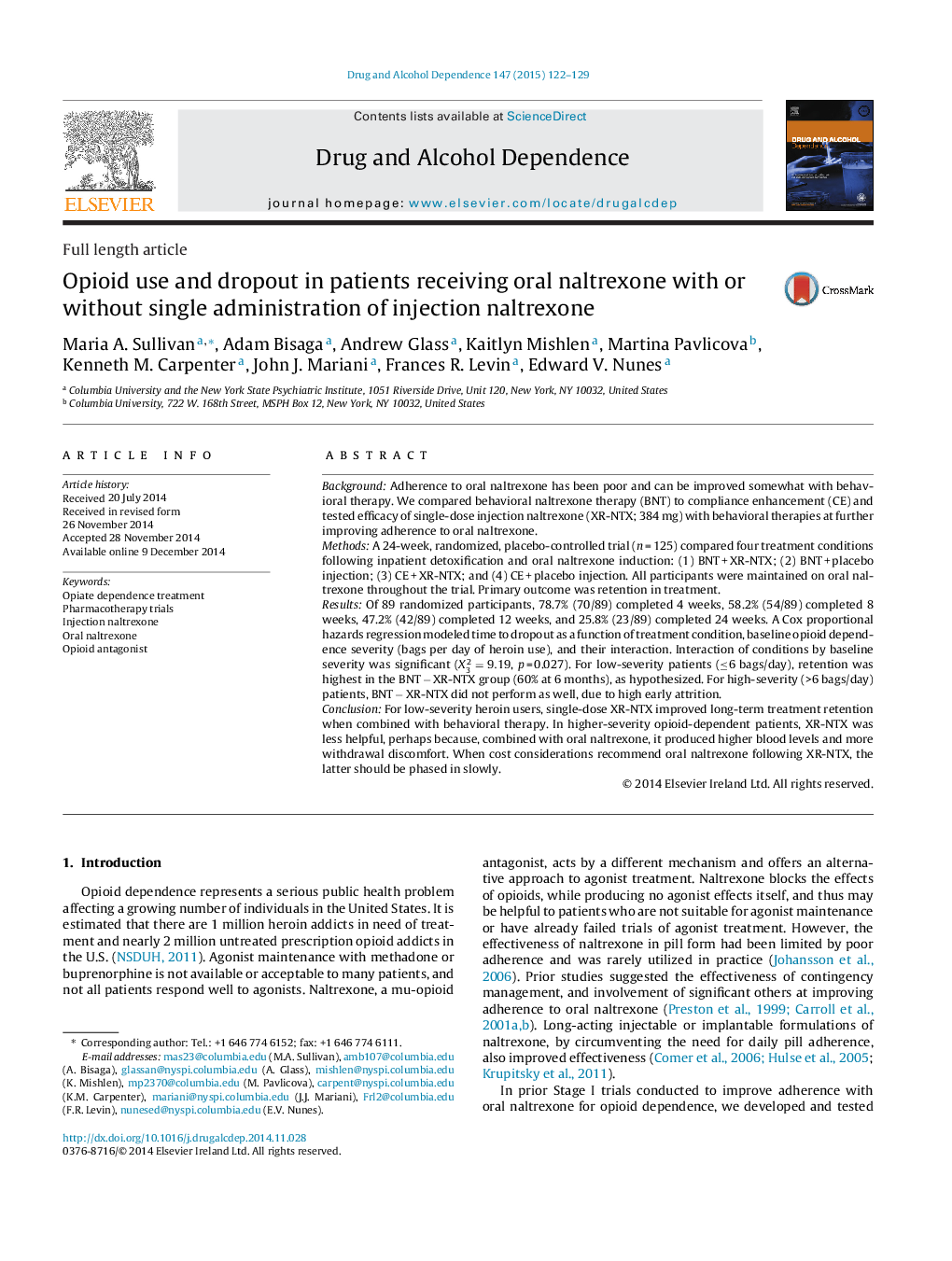 Opioid use and dropout in patients receiving oral naltrexone with or without single administration of injection naltrexone