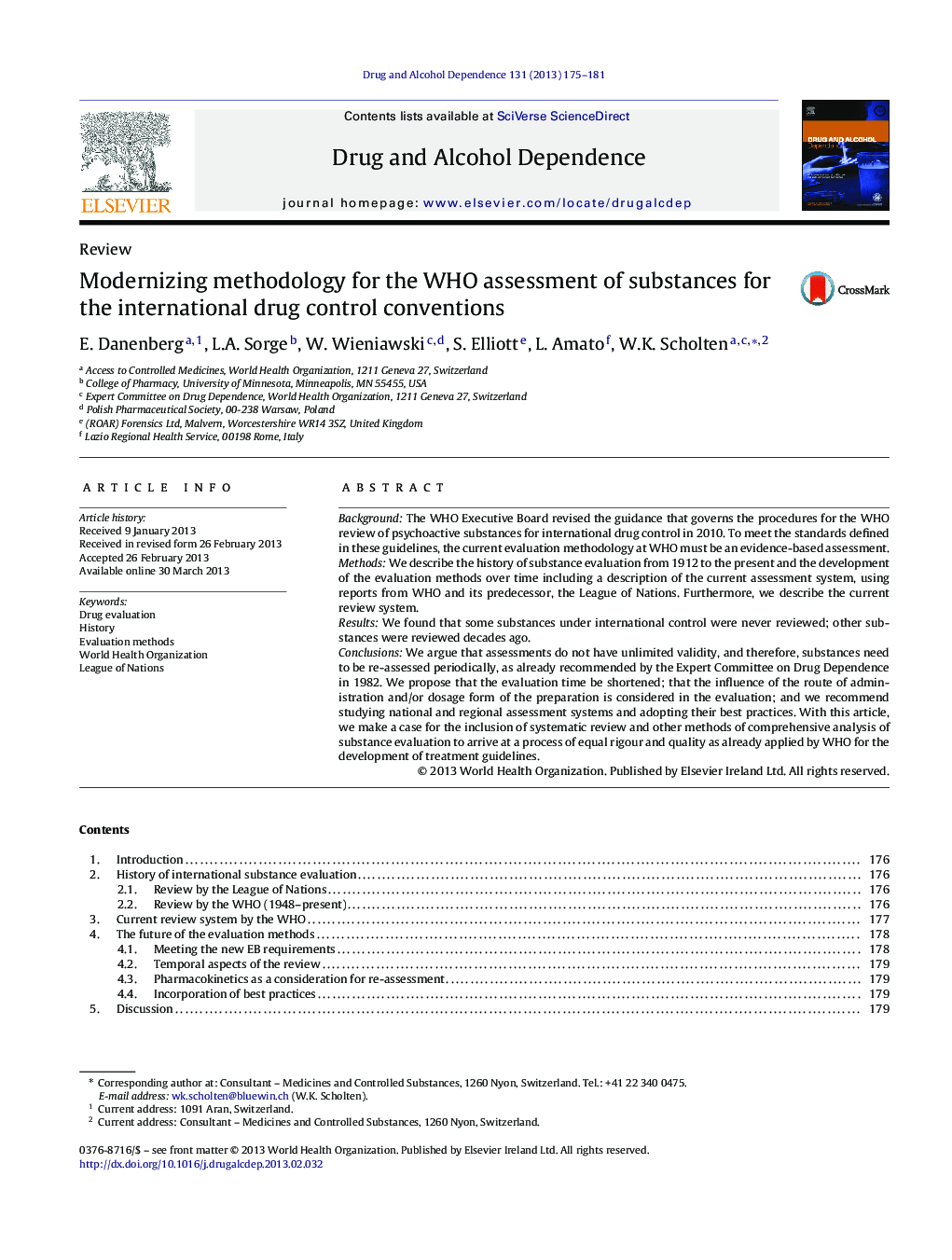 Modernizing methodology for the WHO assessment of substances for the international drug control conventions