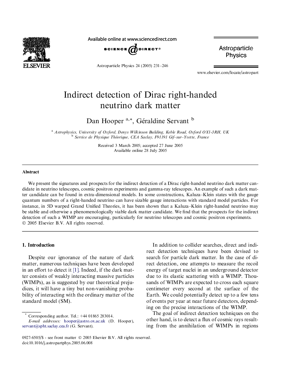 Indirect detection of Dirac right-handed neutrino dark matter