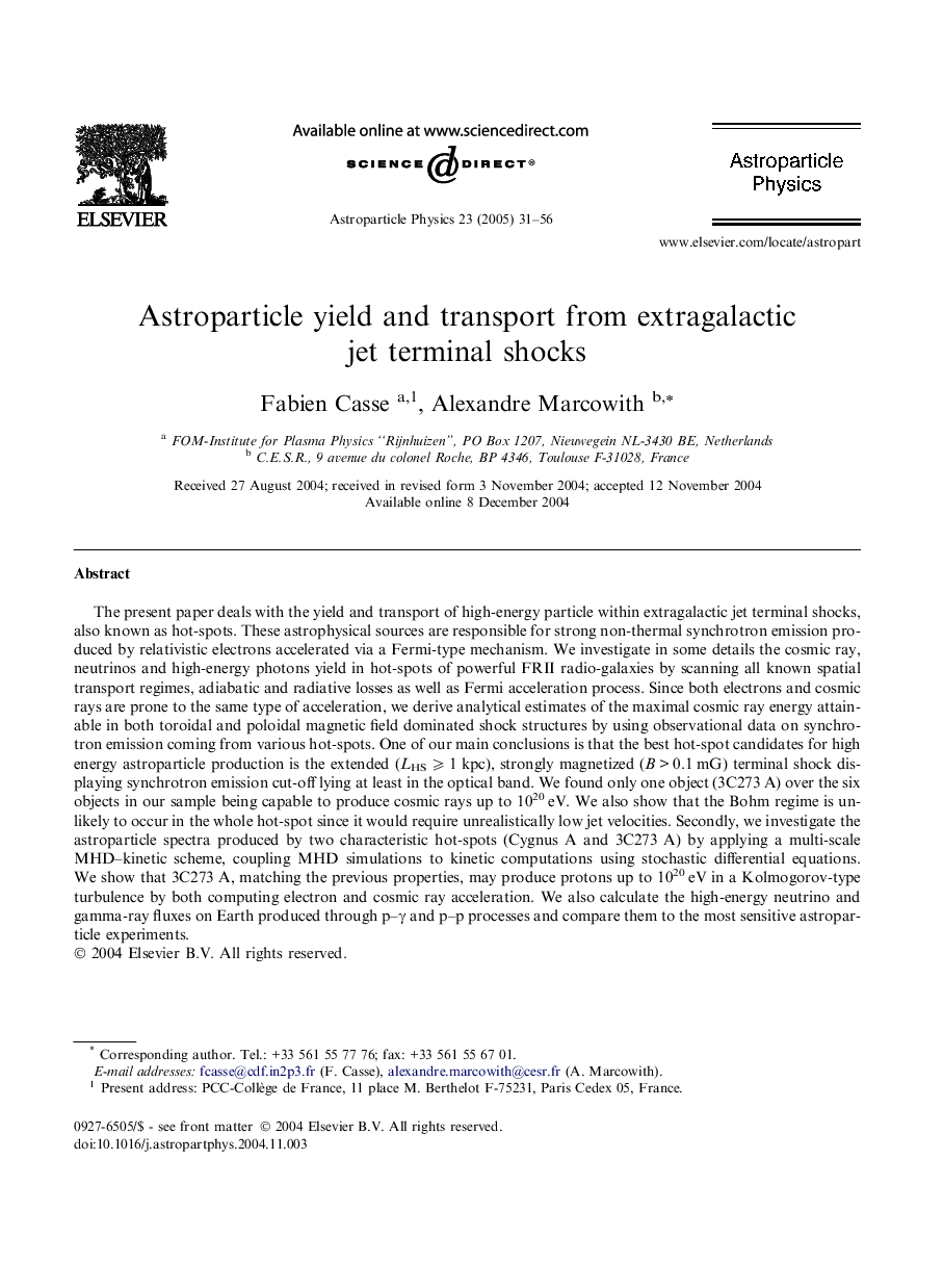 Astroparticle yield and transport from extragalactic jet terminal shocks