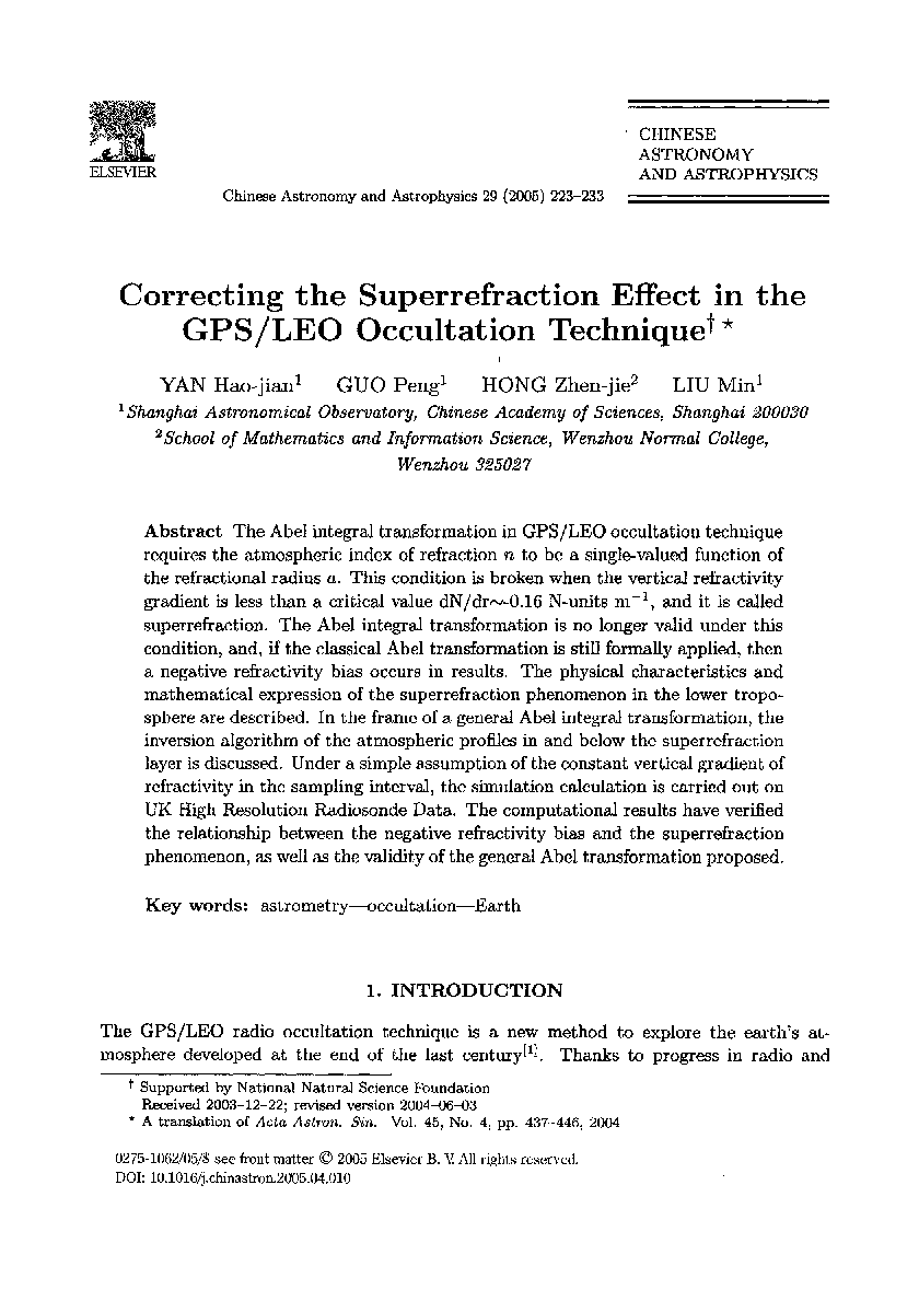 Correcting the superrefraction effect in the GPS/LEO occultation technique