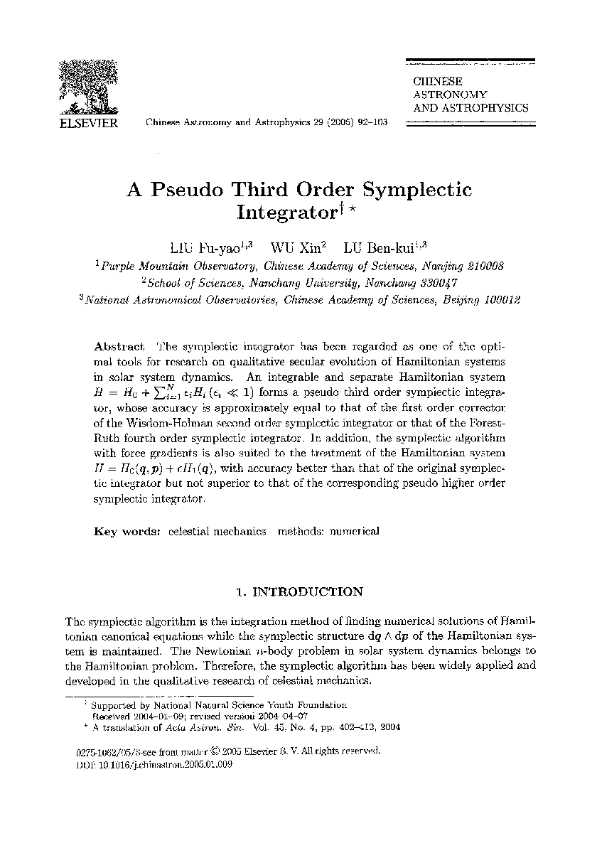 A pseudo third order symplectic integrator