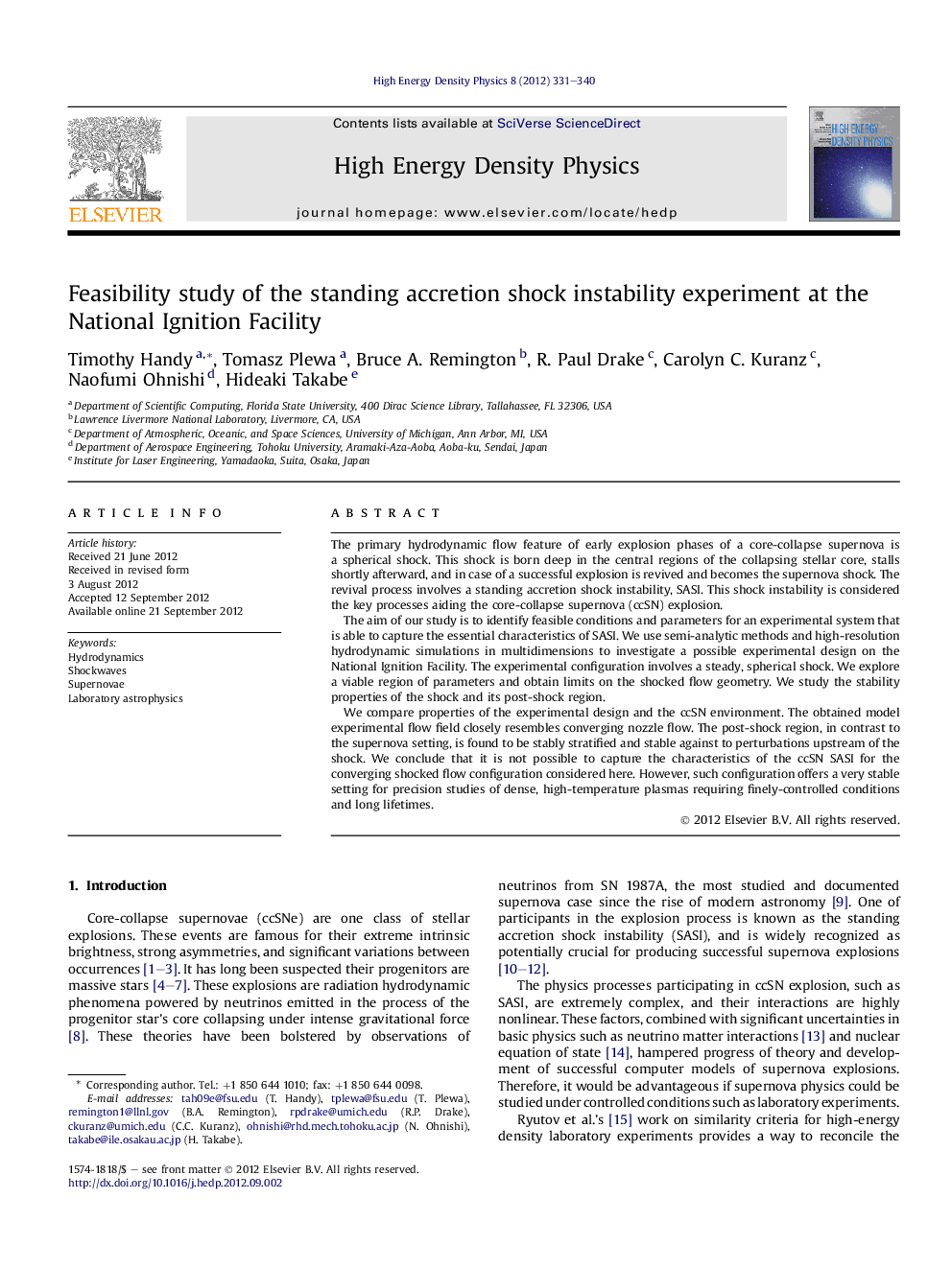 Feasibility study of the standing accretion shock instability experiment at the National Ignition Facility