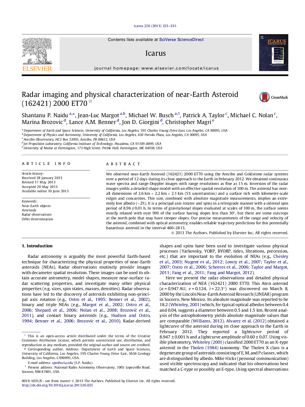 Radar imaging and physical characterization of near-Earth Asteroid (162421) 2000 ET70