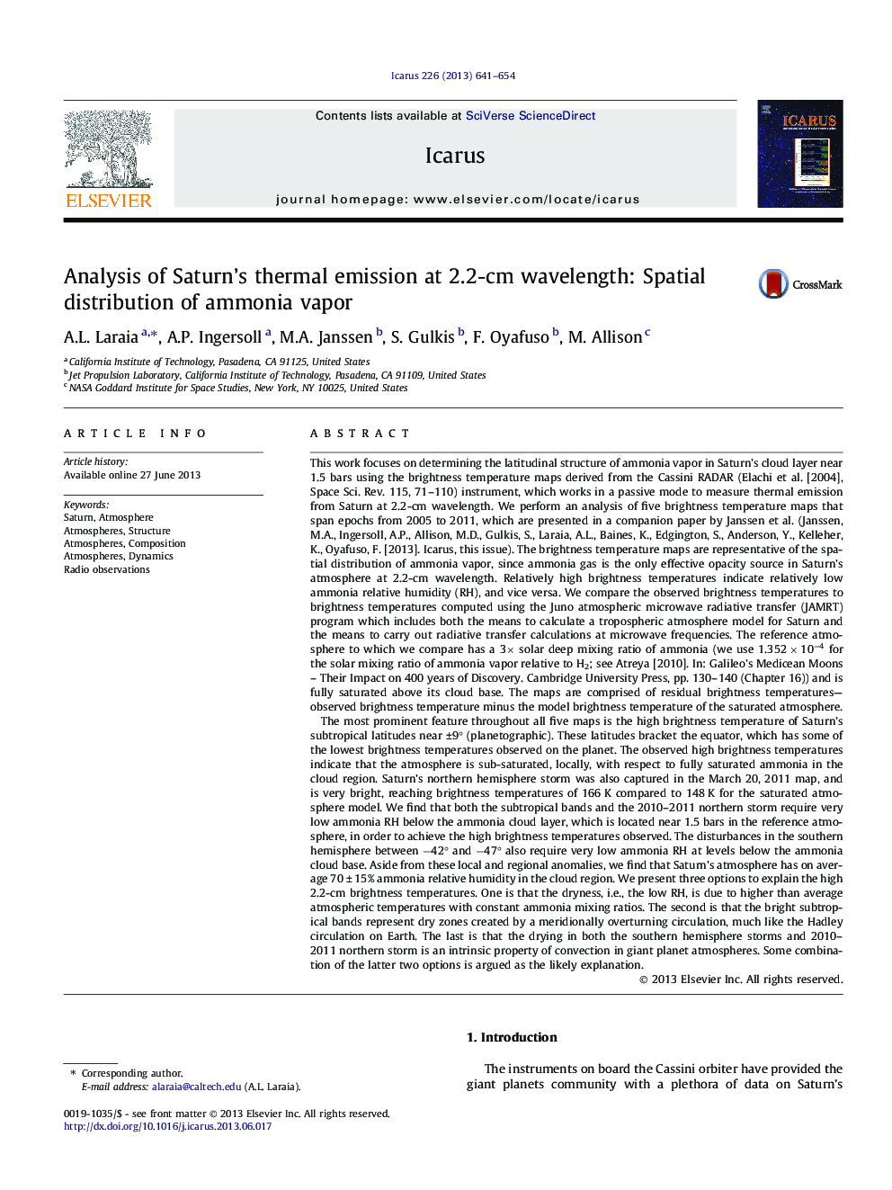 Analysis of Saturn's thermal emission at 2.2-cm wavelength: Spatial distribution of ammonia vapor