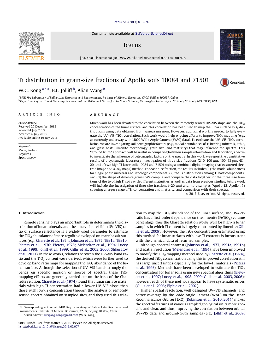 Ti distribution in grain-size fractions of Apollo soils 10084 and 71501